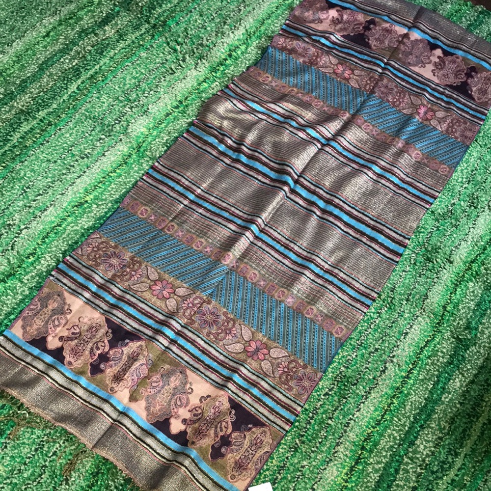 croft & barrow Blue, Tan and Pink Patterned Wrap Scarf